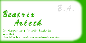 beatrix arleth business card